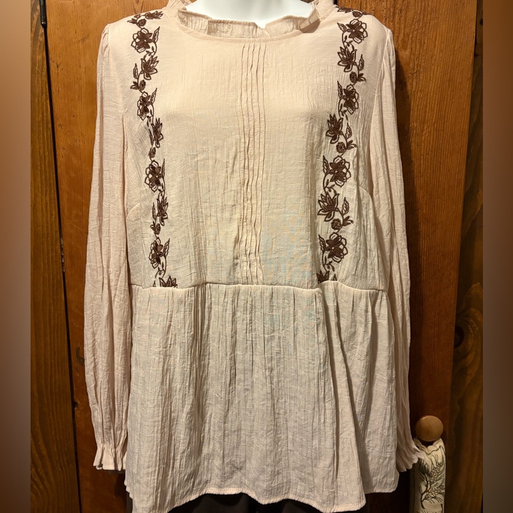 Embroidered Cream Women's Top